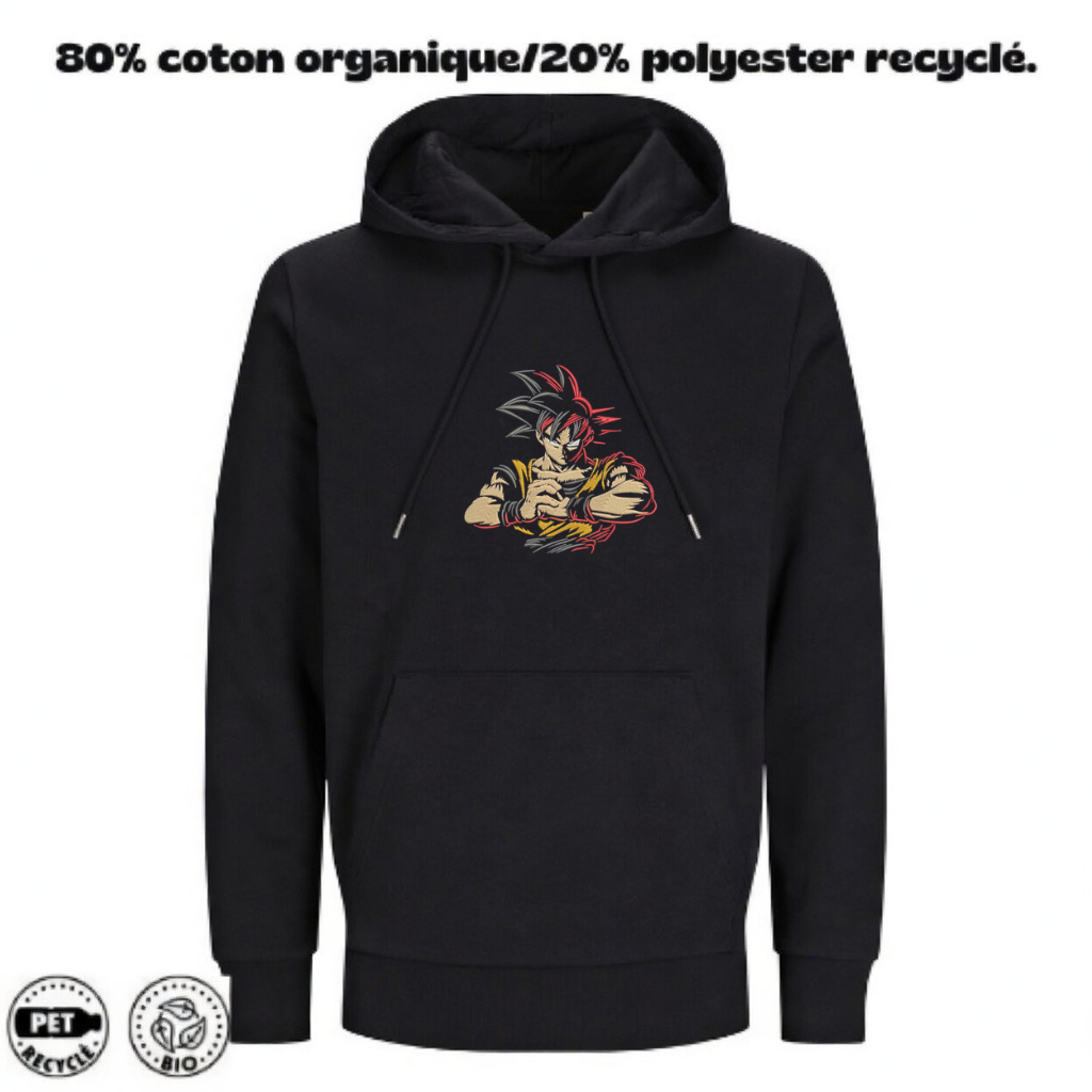Sweat à Capuche Dragon Ball Z Brodé Goku V3 | LOW1