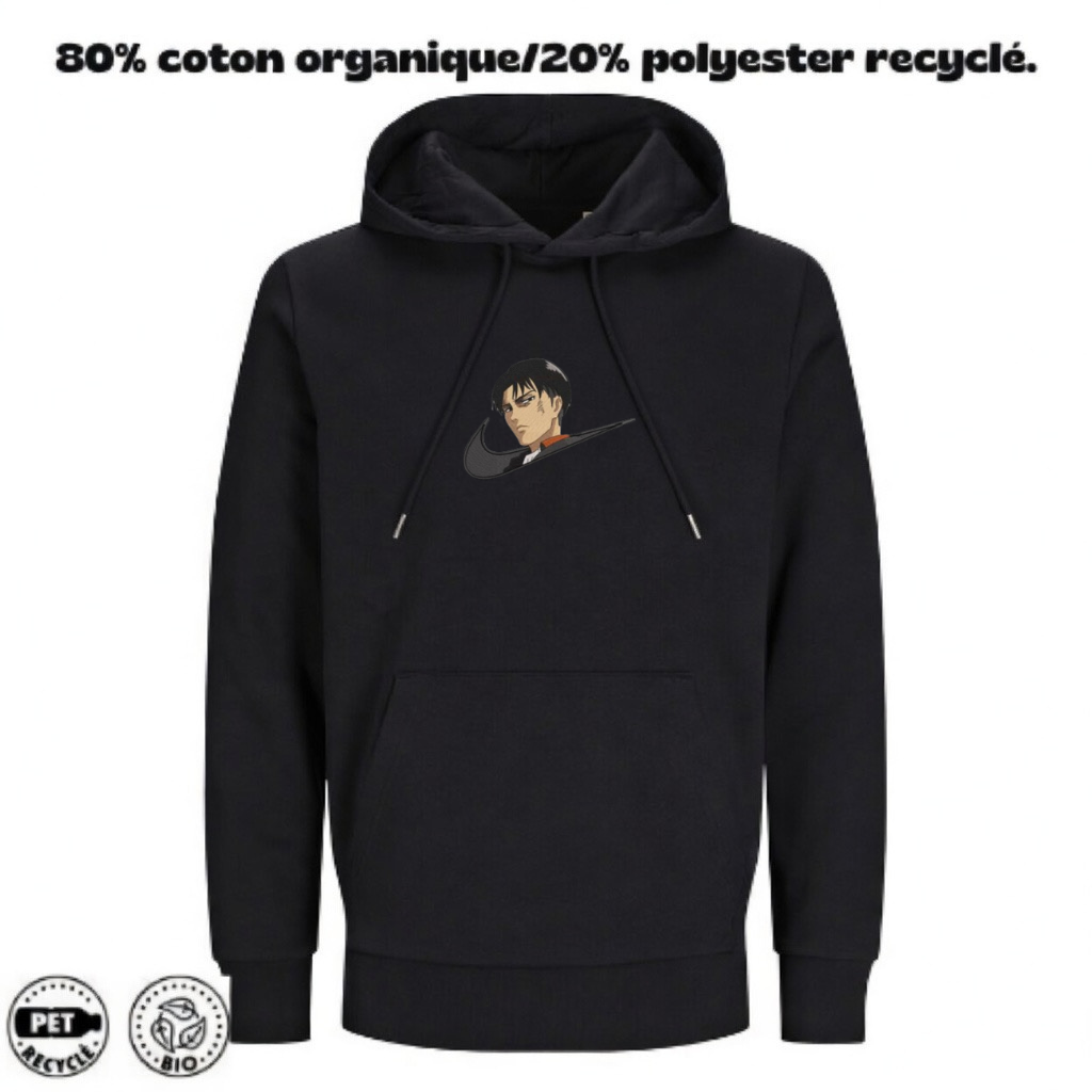 Sweat à Capuche Attaque des Titans Brodé – Levi Ackerman V2 | LOW1