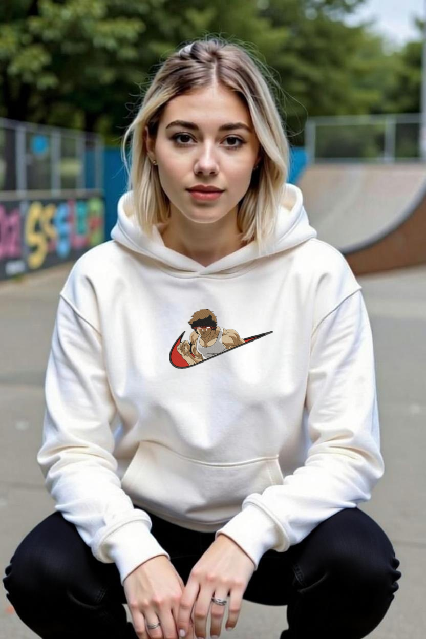 Baki custom / Baki / Broderie sweat à capuche